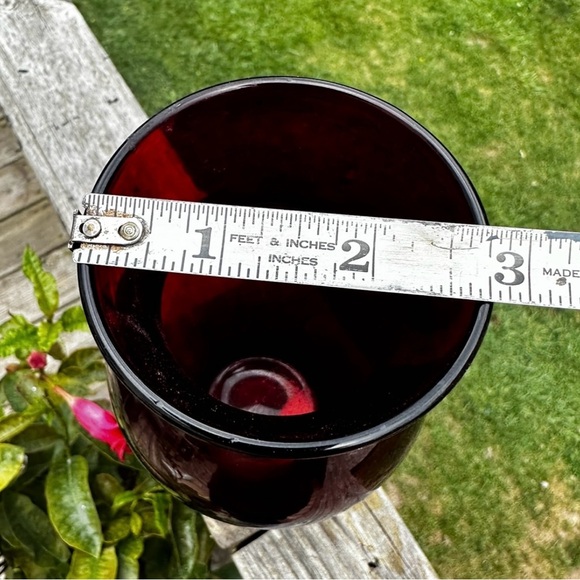 Vintage Deep Ruby Red Hand Blown Art Glass Floral Vase Anchor Hocking  6.5 - Picture 7 of 8
